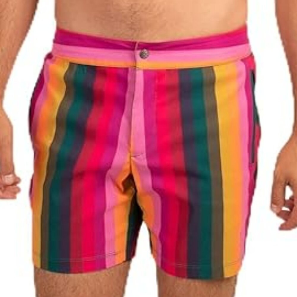 NWT 38 Mr. Turk Men’s Honolulu Board Short – Vertical Striped Print